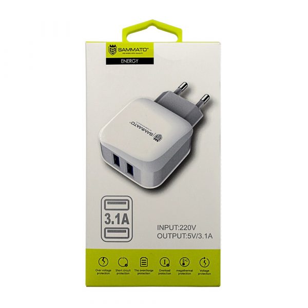 220V Зарядно устройство 3.1А Sammato 2USB