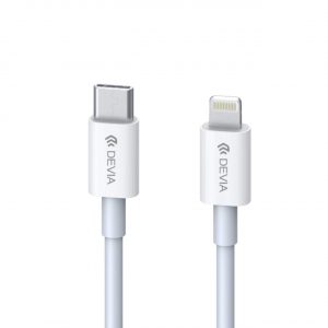 USB кабел Devia Type-C - Lightning 1 м. (Apple) 3A бял