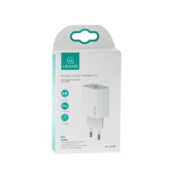 Зарядно устройство USAMS US-CC118 220V, 3А, 20W USB-C