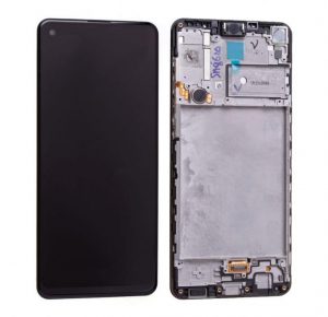 Дисплей Samsung A21s черен - оригинал + рамка