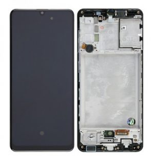 Дисплей Samsung A31 черен - оригинал + рамка