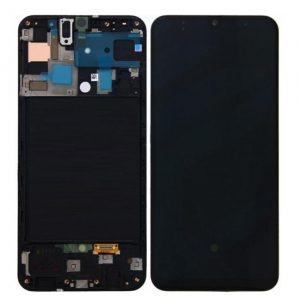 Дисплей Samsung A50 черен - оригинал + рамка