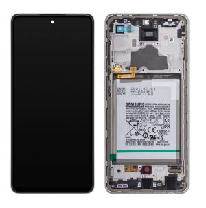 Дисплей Samsung A72 бял - оригинал + рамка + батерия